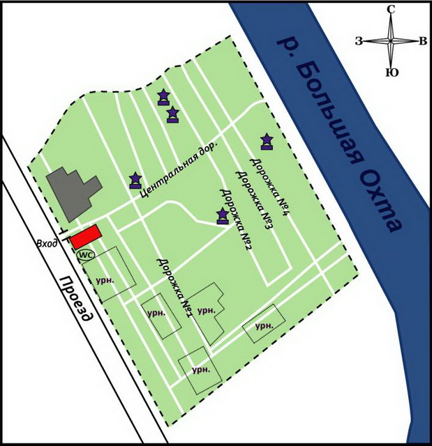 Схема Малоохтинского кладбища