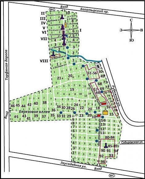 План-схема Серафимовского кладбища