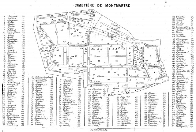 Схема кладбища Монмартр